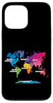 Coque pour iPhone 13 Pro Max Carte Colorée Terre Pays Continent Géographie Carte Du Monde