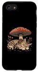 Coque pour iPhone SE (2020) / 7 / 8 Mignon chat tigré gris Cottagecore Champignon Esthétique