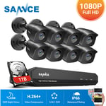 Kit Caméra de surveillance filaire 8CH tvi dvr enregistreur + 8 caméra hd 1080P Extérieur vision nocture 20m – Avec disque dur 1TB - Sannce