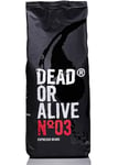 DEAD OR ALIVE Café Grains Espresso NR3 - Mélange Italien à Torréfaction Vegan Lente, Refroidi à l'Air, Goût Extra Fort, Caféine Élevée - Pur Robusta, Créma Raffinée - Idée Cadeau - 1kg