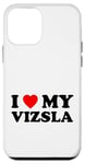 Coque pour iPhone 12 mini J'aime mon chien Vizsla Heart, maman et papa