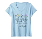 Womens Look Back and Thank God Look Forward & Trust God Bible Verse V-Neck T-Shirt