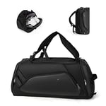 HYC00 Sac de Sport Homme avec Compartiment à Chaussures et Poche Humide,Sac de Voyage Sac de Transport pour Femme,Grande Sac Gym Fitness Sac à Weekend Sac à Bandoulière Sac polochon Homme Sport,Noir