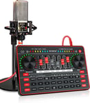 Audio Interface with DJ Mixer Sound Card, Portable Podcast Equipment Bundle XLR