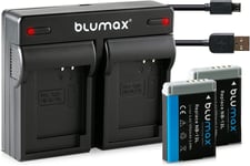 Lot de 2 batteries + chargeur USB double pour Canon NB-13L NB13L avec info-puce - 1050 mAh 3,6 V - Pour Canon PowerShot SX620 SX720 SX730 SX740 G1 X Mark III G5 X G7 X G9 X et G7 X Mark II