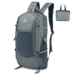 YOODI Sac à Dos Pliable Ultraléger 20L, Étanche Sac à Dos Randonnée Sac à Dos Sport Sac à dos de Voyage Petit Sac à Dos Pliables pour Hommes Femmes Enfants Sac à Dos de Cyclisme (Gris)