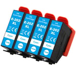 4 Cyan XL Printer Ink Cartridges for Epson Expression Photo XP-6000 & XP-6100