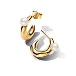 Chunky Hoops med Pärla Guld