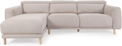 Singa, Chaiselong sofa, Venstrevendt, beige, H98x296x180 cm, stof