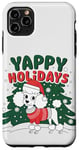 Coque pour iPhone 11 Pro Max Caniche blanc mignon de Noël pour amoureux des chiens Yappy Holidays