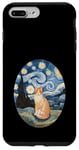 Coque pour iPhone 7 Plus/8 Plus Robe Nuit Étoilée et Robe Van Gogh Chat Orange Chat Roux