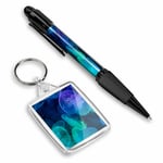 Pen & Keyring (Rectangle) - Beautiful Jellyfish Blue Sea Creatures  #8379