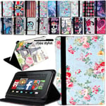 Folio Leather Stand Case Cover For Amazon Kindle Fire 6" 7" 8.9" Tablet +stylus