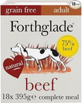 Forthglade Wet Dog Food (18 x 395g Trays) - Adult 1 year +, Grain Free Beef with Vegetables, Stomach Sensitive Dog Food with Natural Ingredients, Complete Hypoallergenic Dog Food (Packing May Vary)