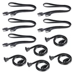 10 Pcs Sata Iii Data Cable, Sata 3 50 Cm Câble De Pour Connexion Carte Mère Hdd Ssd Hard Drive, Compatible Sata 3.0 6 Go/S (Noir)