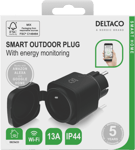 DELTACO – SMART HOME IP44-älypistorasia, Wi-Fi, 1xCEE 7/3, 16A, valk. (SH-OP01)