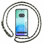 Tumundosmartphone Étui pendentif transparent pour Xiaomi Poco M6 4G avec cordon vert/doré