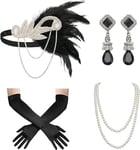 YIZHIXIANGQ Accessoire Annee 20, Accessoire Gatsby Femme, 1920 Accessories, Gatsby Costume Set, 1920s Accessorie pour Femmes, Femme 1920 Accessoires Halloween Gatsby Costume (Blanc)