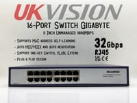 16-Port Gigabit Unmanaged Ethernet Switch RJ45 Network Switch 10/100/1000 Mbps