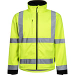 Lyngsøe softshelljacka FOX471, High Vis at 3 gul/svart, 2XL