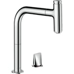 hansgrohe Metris Select M71 Mitigeur de cuisine 2 trous 200, avec douchette extractible 1 jet, sBox, chromé, 73804000