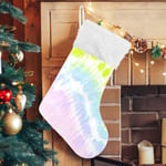 Julklapp, personliga julklappsstrumpor 2-pack Regnbåge Tie Dye Bläck 18 tum Julstrumpor Hängande Ornament Eldstad för Träddekoration