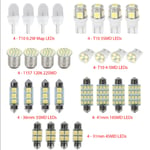 28 st T10 LED-bilslampor (vita), Universal Car LED SMD-lampor Kit I