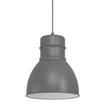 EGLO Suspension luminaire Ebury, lustre chambre industriel et scandinave, plafonnier salon ou salle à manger en métal gris, blanc, douille E27