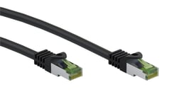 Goobay RJ45 netværkskabel med CAT 8.1 S/FTP råkabel, AWG 26, sort kobberleder, LSZH halogenfri kabelkappe, RJ45-stik (CAT 6A), 10 m