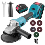 Cordless Angle Grinder Brushless 21V 125mm with 1 Battery & Charger &Disc Kit UK