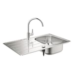 Pack évier + mitigeur GROHE - Bau K200 45-S - 1 bac - Inox AISI 304 - Mitigeur BauEdge