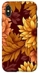 Coque pour iPhone X/XS Chrysanthème orange et rouge Fleurs florales d'automne