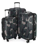 HAUPTSTADTKOFFER - Spree - Set de 3 valises, Bagages rigides, ABS, TSA, extensible, extra léger, 4 roues, (S M & L), Camouflage