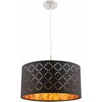 Suspension lampe de table à manger en or noir Lampe suspendue textile led, perforations décoratives, 7W 806lm blanc chaud, DxH 40 x 140 cm
