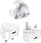 3 pack White Usb Plug For Iphone Plugs Uk 3 Pin Adapter Usb3... 