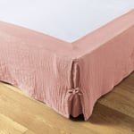 Cache sommier 140x190 cm Gaze de coton Rose