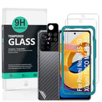 Ibywind Verre Trempé de Protection pour POCO M4 Pro 5G/Redmi Note 11S 5G,avec Métal Protecteur D'écran de Caméra,Protection arrière Effet Fibre de Carbone,avec Une kit d'installation Facile