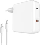 79W Chargeur Usb C 2 Ports Pour Mac Book 67W Chargeur Usb C Pour Mac Book (Mac Book Air, Mac Book Pro, Ipad Pro, Pad Air), Câble De Charge Usb C-C 2M.\U2026