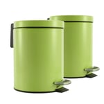 SOGA 2X Foot Pedal Stainless Steel Rubbish Recycling Garbage Waste Trash Bin Round 12L Green - Kitchen Bins - RubbishBinRound12LGreenX2