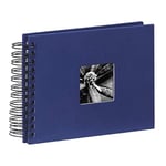 Hama Fine Art photo album, 50 black pages (25 sheets), spiral bound album 24 x 17 cm, with cut-out window, blue