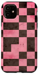 Coque pour iPhone 11 Rose Pop Art Carreaux Marron Design Classique