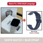 Huawei Watch Fit 3 Smartwatch Fit3 1,82 Tuuman Amoled-Näyttö Bluetooth-Puhelut Älykello Erittäin Ohut Muotoilu Kestävä Akunkesto_White n Blue Strap