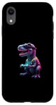 Coque pour iPhone XR Gaming Dinosaurs- Le T-rex joue aux jeux vidéo