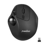 Perixx PERIMICE-717BLB Wireless Trackball Mouse, Build-in 1.34 Inch Glossy Trackball with Pointing Feature - 5 Programmable Buttons - Black Body - Black Ball