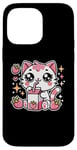 iPhone 14 Pro Max Funny Cat Kawaii Strawberry Milk Cartoon Anime For Women Case