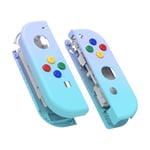 eXtremeRate Coque Customisé avec Bouton pour Nintendo Switch Joycon, Coque avec Bouton pour Nintendo Switch & Switch Modèle OLED Joycon, Coque de Console Non Incluse，Dégradé Violet Bleu