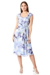 Floral Fit And Flare Belted Dress Women Roman Originals