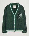 GANT Seasonal G Cable V-neck Cardigan Tartan Green