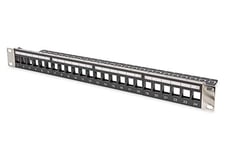 DIGITUS Patch Panel - Modular - For Keystone Modules - 19" - 24-Port - Shielded - Rack Mount 1U - V2 - Black