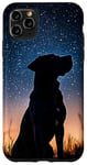 Coque pour iPhone 11 Pro Max Silhouette Pitbull contre chien nuit étoilée